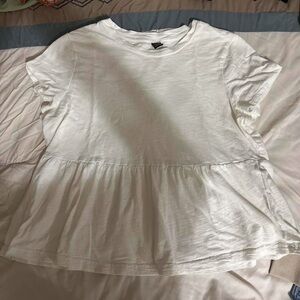 SHEIN Cream Short Sleeve Peplum Top